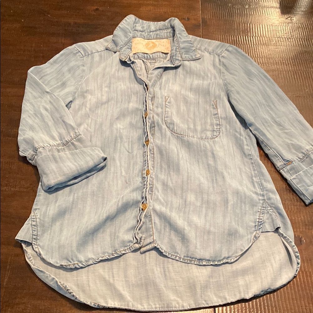 Bella Dahl chambray Button Down Shirt Lightweight Casual XS